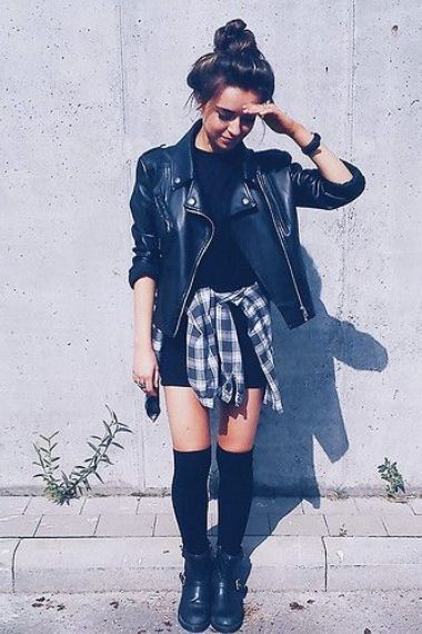 Leather jacket hot sale outfits tumblr