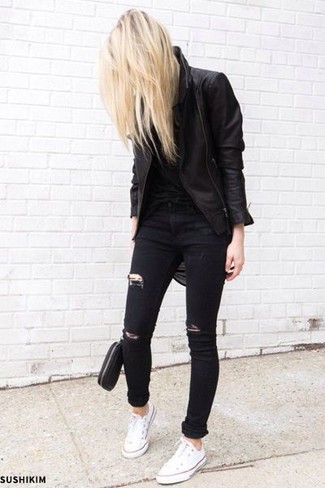 Petite Ridley High Waist Ultra Skinny Jeans In Clean Black With Ripped Knees