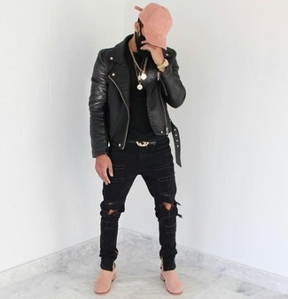 Black L Cale Leather Jacket