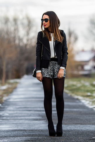 Black Tights with Sequin Shorts Outfits (3 ideas & outfits)