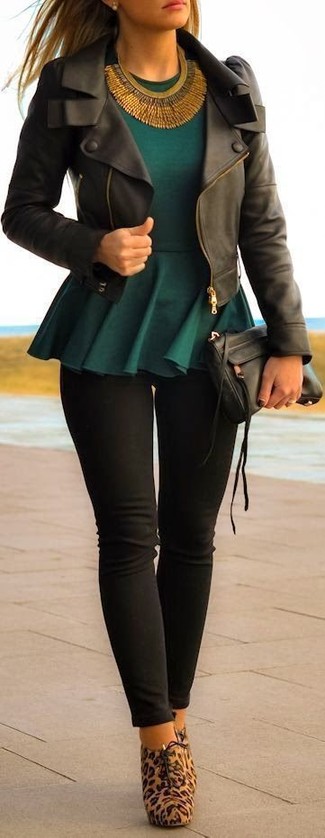 Black Leggings with Dark Green Blouse Outfits (2 ideas & outfits)