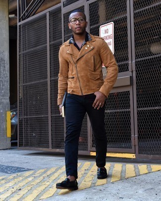 Tan Suede Biker Jacket Outfits For Men (13 ideas & outfits) | Lookastic