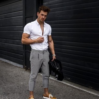 White Leather Watch Outfits For Men: Why not consider teaming a black leather biker jacket with a white leather watch? Both of these pieces are totally practical and will look nice when teamed together. Tobacco leather low top sneakers will introduce a classy aesthetic to the outfit.