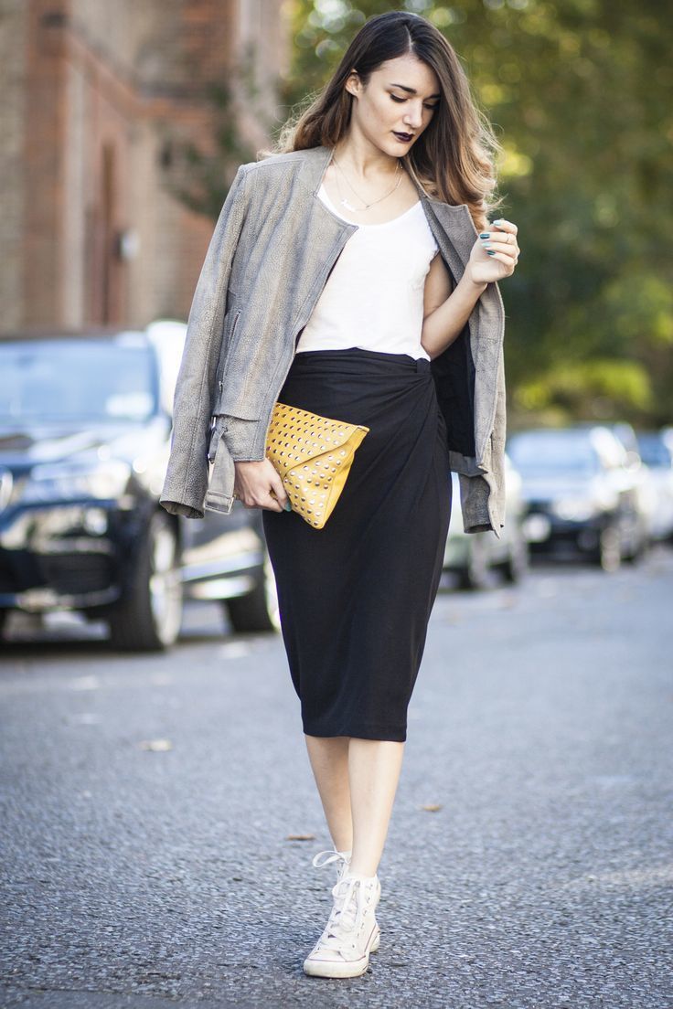 Grey pencil clearance skirt yellow