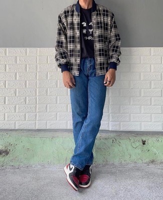 Maddison Cropped Bomber Jacket With Check Lining