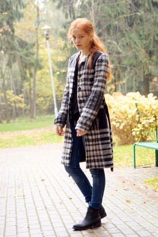 Plaid Double Breasted Caf Coat