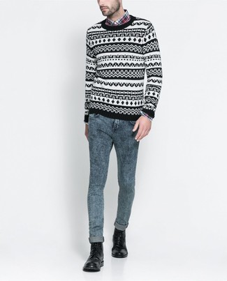 Fair Isle Jacquard Knit Mohair Blend Sweater
