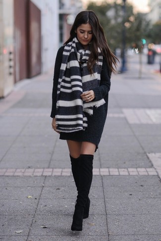 Black Sweater Dress Outfits: 
