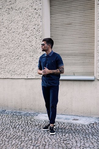 Navy Polo Outfits For Men: 