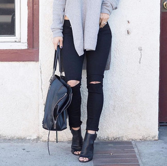 Grey Knit Tunic Outfits: 