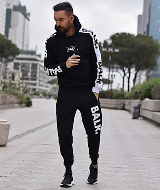 Black and White Track Suit Relaxed Outfits For Men: 