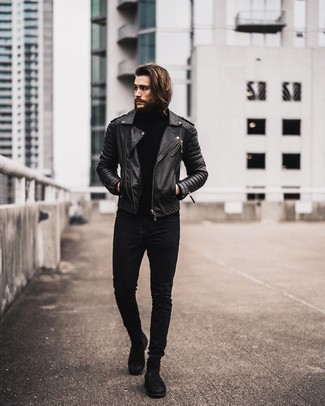 Black Radial Leather Jacket