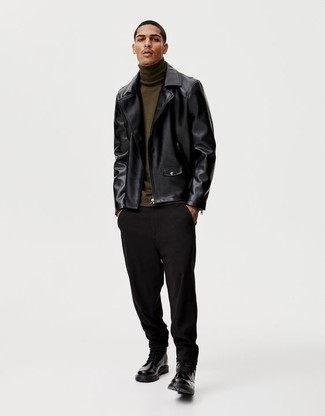 Biker Jacket With Shearling Collar