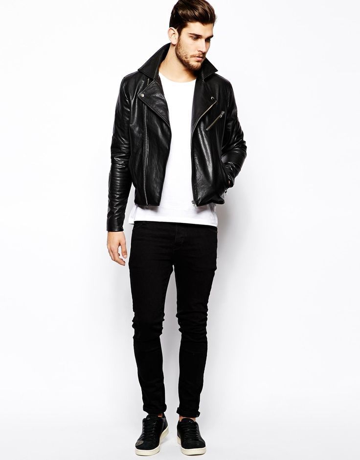 How To Wear Black Jeans With a Black Leather Biker Jacket | Men's ...