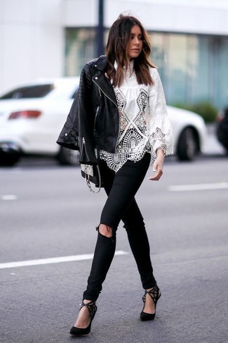 Sheer Lace Detail Blouse