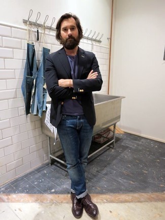 brown shoes with black sport coat