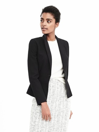 A black blazer and a white wool pencil skirt are absolute essentials if you're planning a classy wardrobe that holds to the highest sartorial standards.
