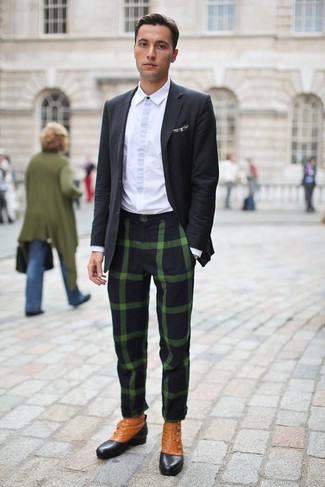 Jamie Dornan wearing Black Blazer, White Long | Men's Fashion