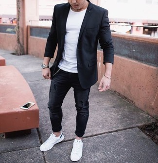 black and white blazer trainers