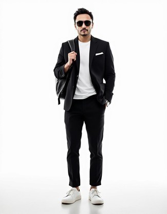 black blazer white sneakers