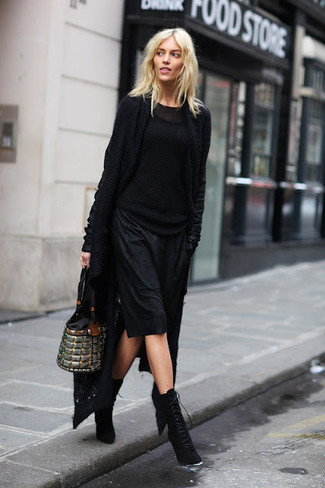 Black Cable Sweater Outfits For Women: 