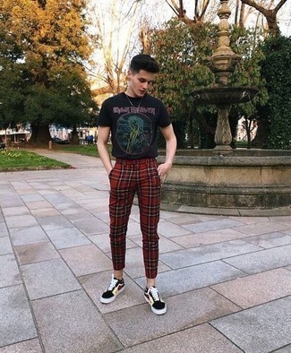 Red Plaid Pants Hot Weather Outfits For Men: 