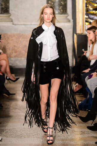 Weekend Cotton Cape With Leather Fringe
