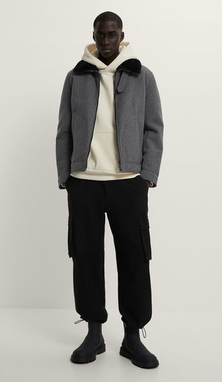 Grey Wool Harrington Jacket Outfits: 