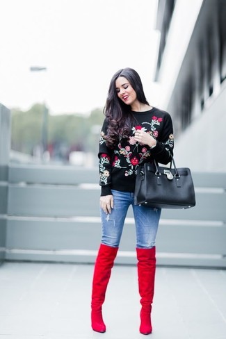 Floral Print Sweater