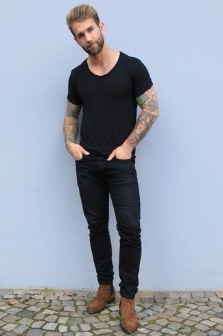 T Shirt With Crew Neck In Slim Fit Black