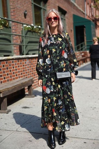 Black and White Floral Maxi Dress Outfits: 