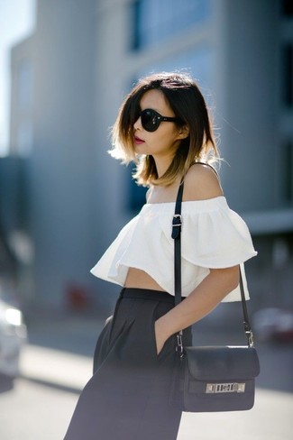 White Ruffle Off Shoulder Top Outfits: 
