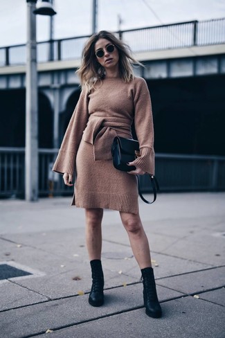 Brown Sweater Dress Outfits: 
