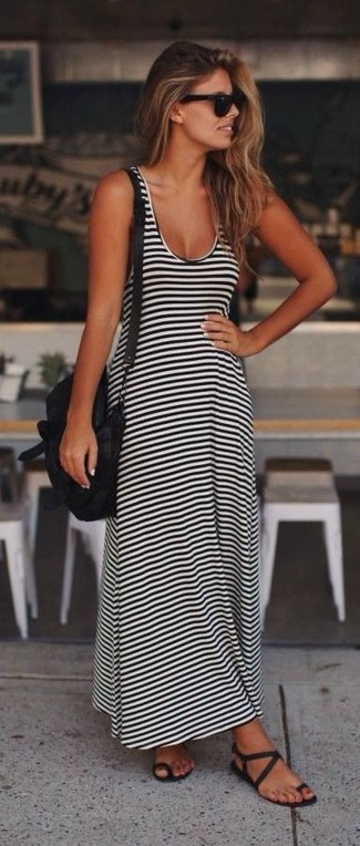 Black and White Maxi Dress Outfits: 