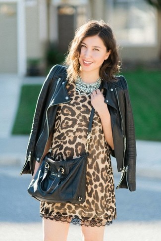 Tan Leopard Shift Dress Outfits: 