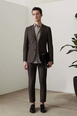 Dark Brown Suit Dressy Outfits In Their 20s: 