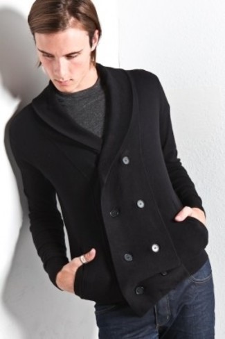 Black Double Breasted Cardigan