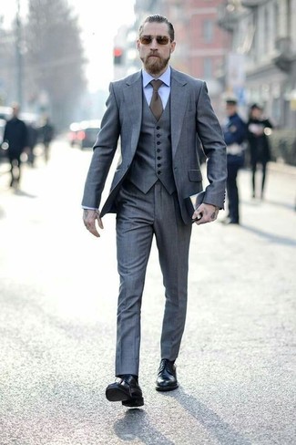 Grey Three Piece Suit Outfits After 40: 