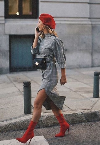 Red Elastic Ankle Boots Outfits: 