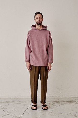 Pink Hoodie Outfits For Men: 