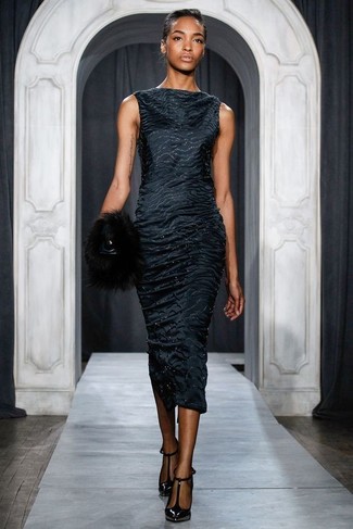 Black Fur Clutch Dressy Outfits: 