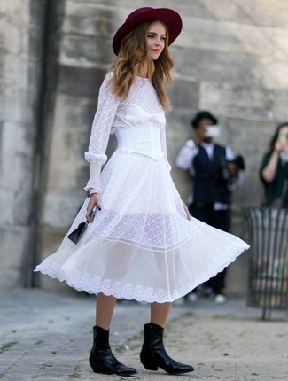 White Chiffon Midi Dress Outfits: 