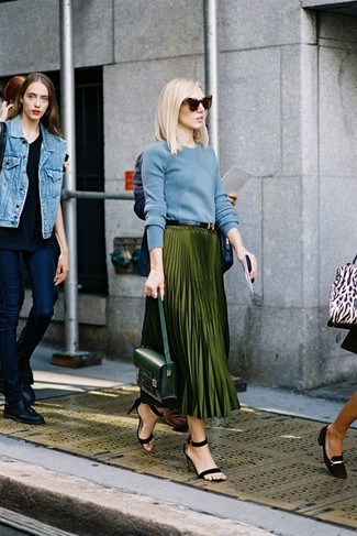Teal Maxi Skirt Outfits: 