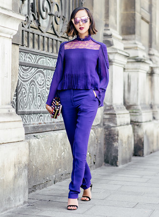 Light Violet Long Sleeve Blouse Outfits: 