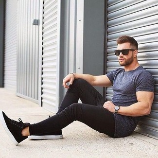Black High Top Sneakers Outfits For Men: 