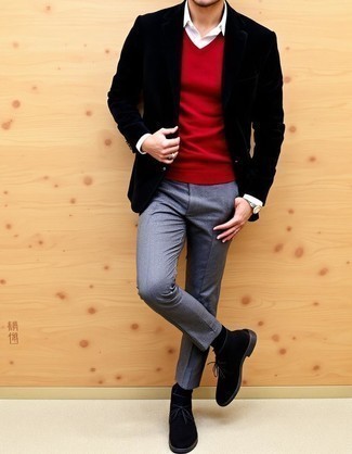 brown shoes with black sport coat