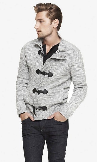 Charcoal Duffle Cardigan Outfits: 