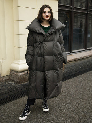 Charcoal Puffer Coat Outfits For Women: 