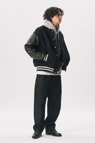 Black Varsity Jacket Outfits For Men: 