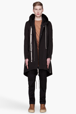 Black Fishtail Parka Outfits For Men: 